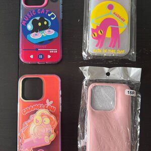 🎨 iPhone 15 Pro Cute Character Case Bundle (4) | Hello Kitty + Cat + Chameleon